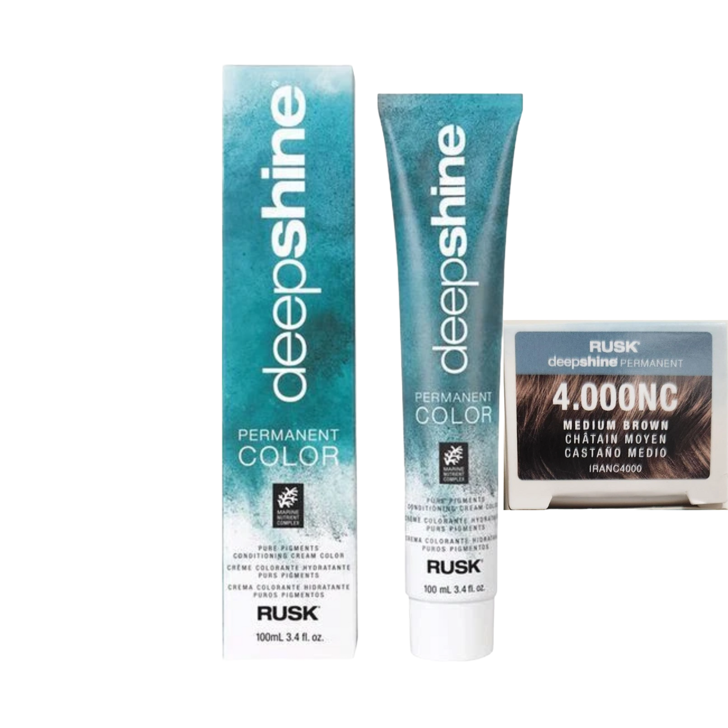 Rusk Deepshine Permanent Color 4.000NC – Natural Brown 3.4 oz.