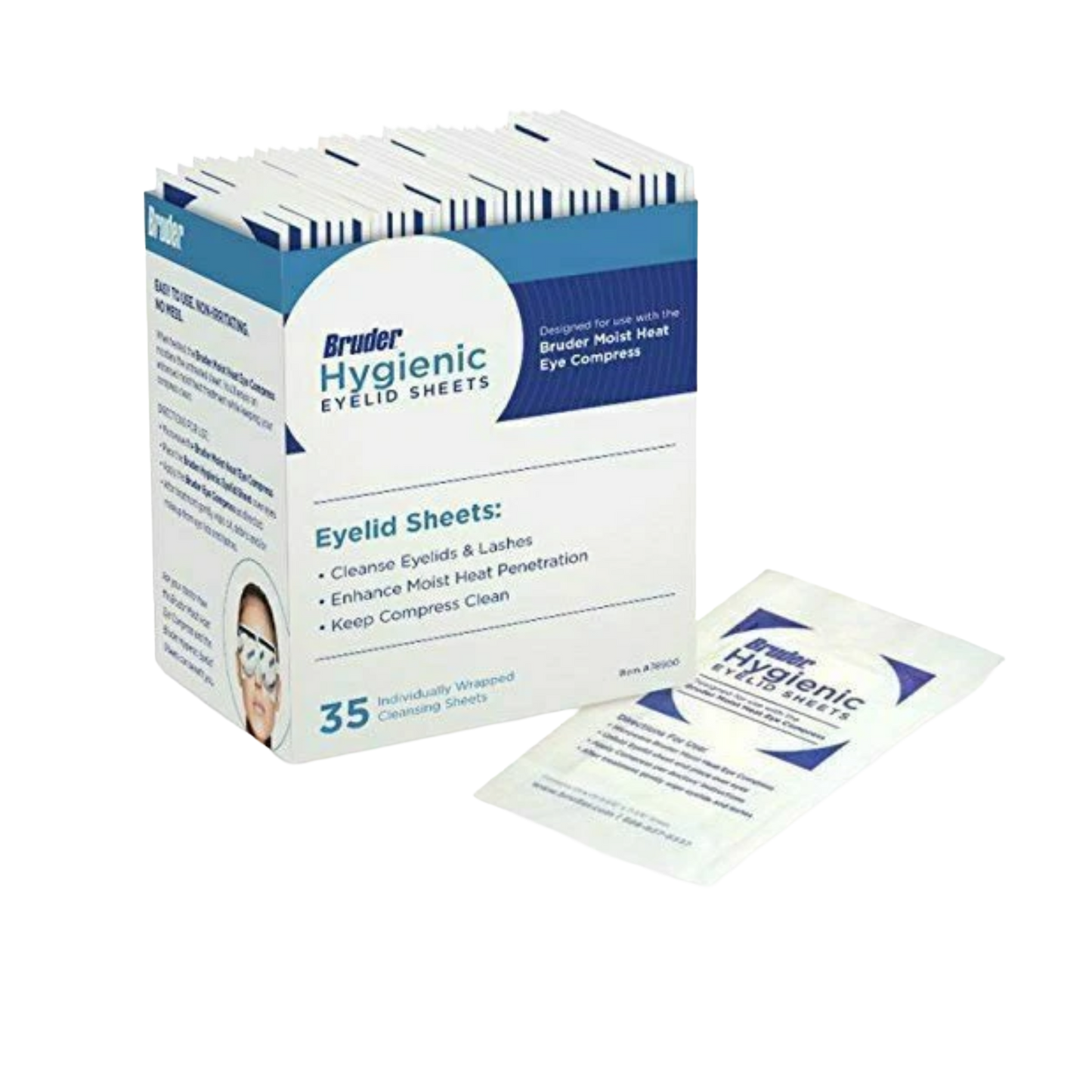 Bruder Hygienic Eyelid Cleansing Sheets Individually Wrapped Untreated 35 Sheets