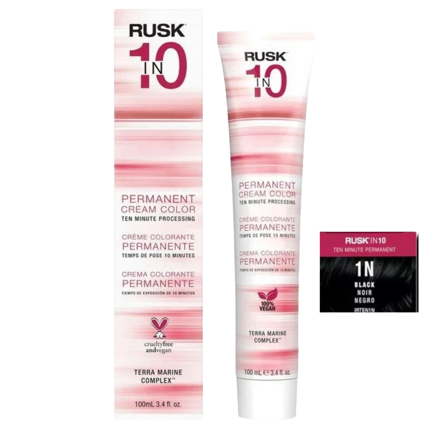 Rusk In 10 Permanent Color 1N – Black 3.4 oz.