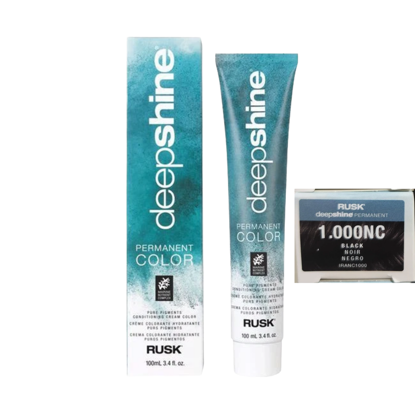 Rusk Deepshine Permanent Color 1.000NC – Natural Black 3.4 oz.