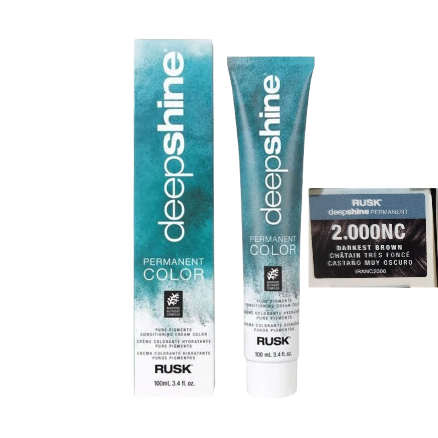 Rusk Deepshine Permanent Color 2.000NC – Natural Darkest Brown 3.4 oz.